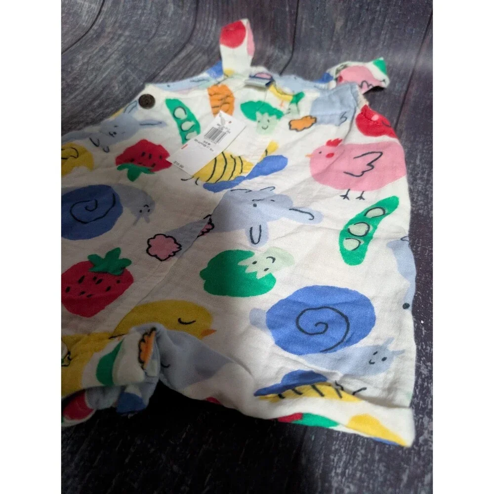 Old Navy Farm Print Sleeveless Short Romper Baby 3-6 Month *NWT* Food Animals